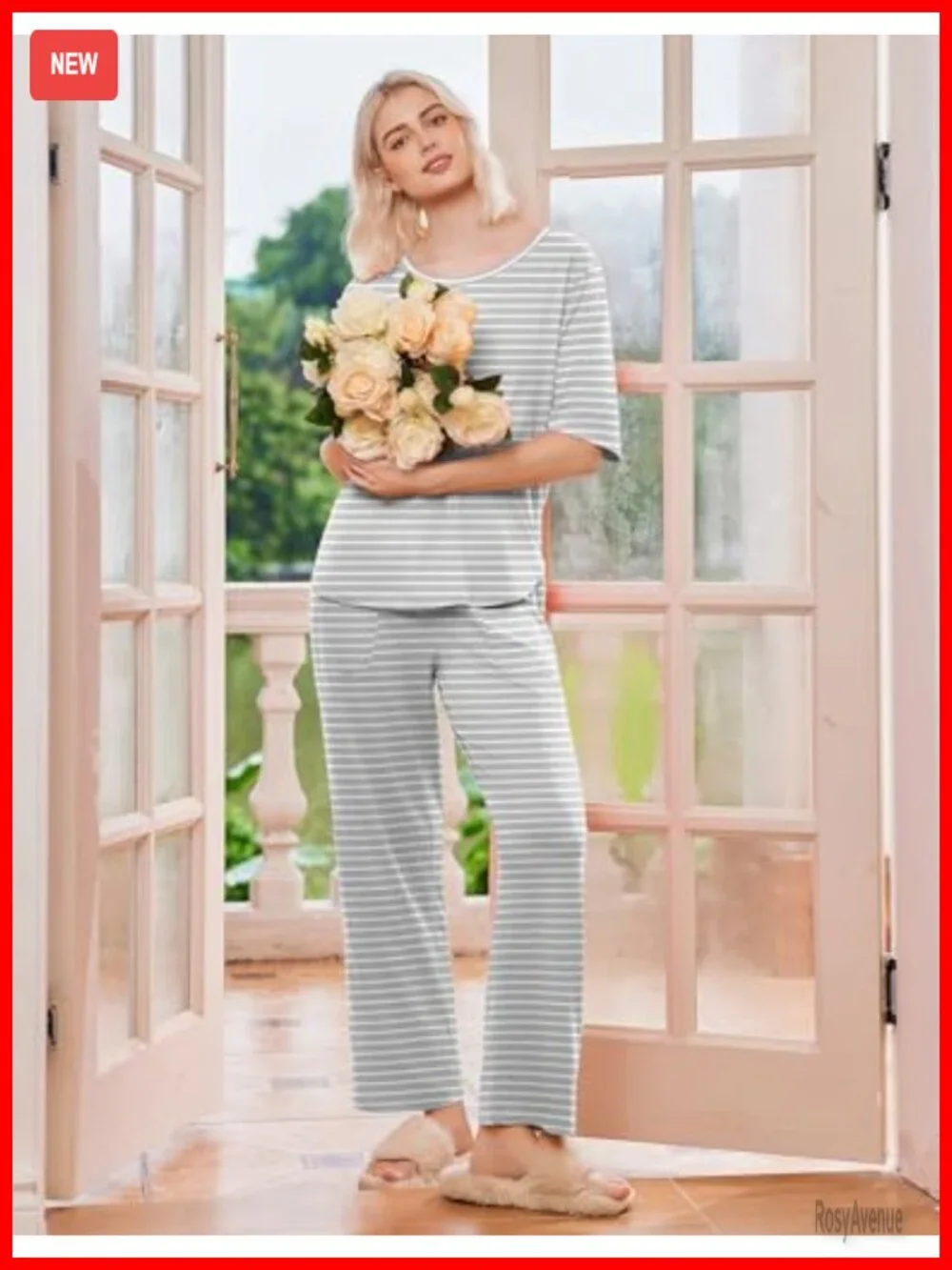 2 Pack Short Sleeve Pajama Sets with Pockets Lounge Set